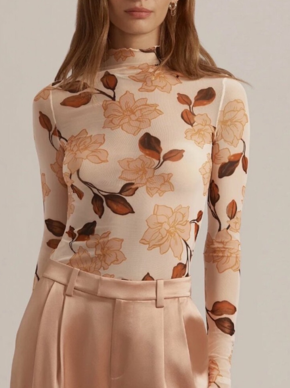 FAVORITE DAUGHTER Sheer Fantasy Top in Bare Roses Size Small NWT